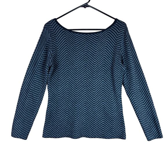 Kerisma Womens Sweater Black Gray Stripe Cashmere Blend Crew Neck Medium - Picture 1 of 13